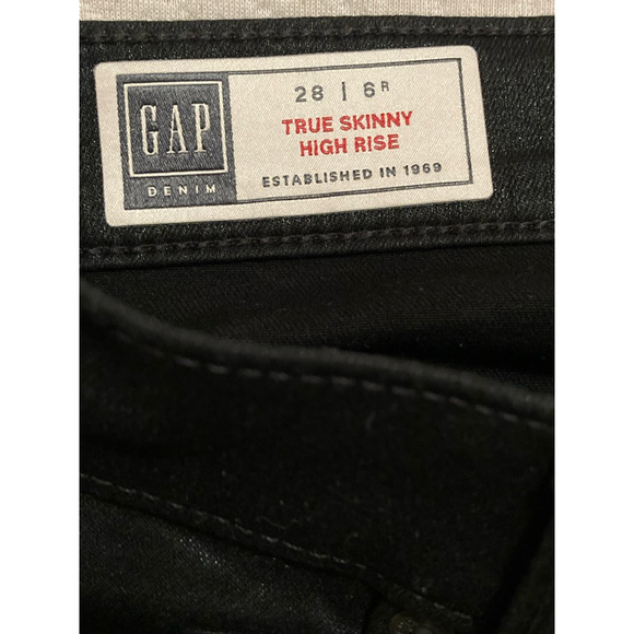 Gap Womens True Slim Skinny Jeans Black Stretch Shimmer Pockets Denim 28/6 R - Picture 5 of 6